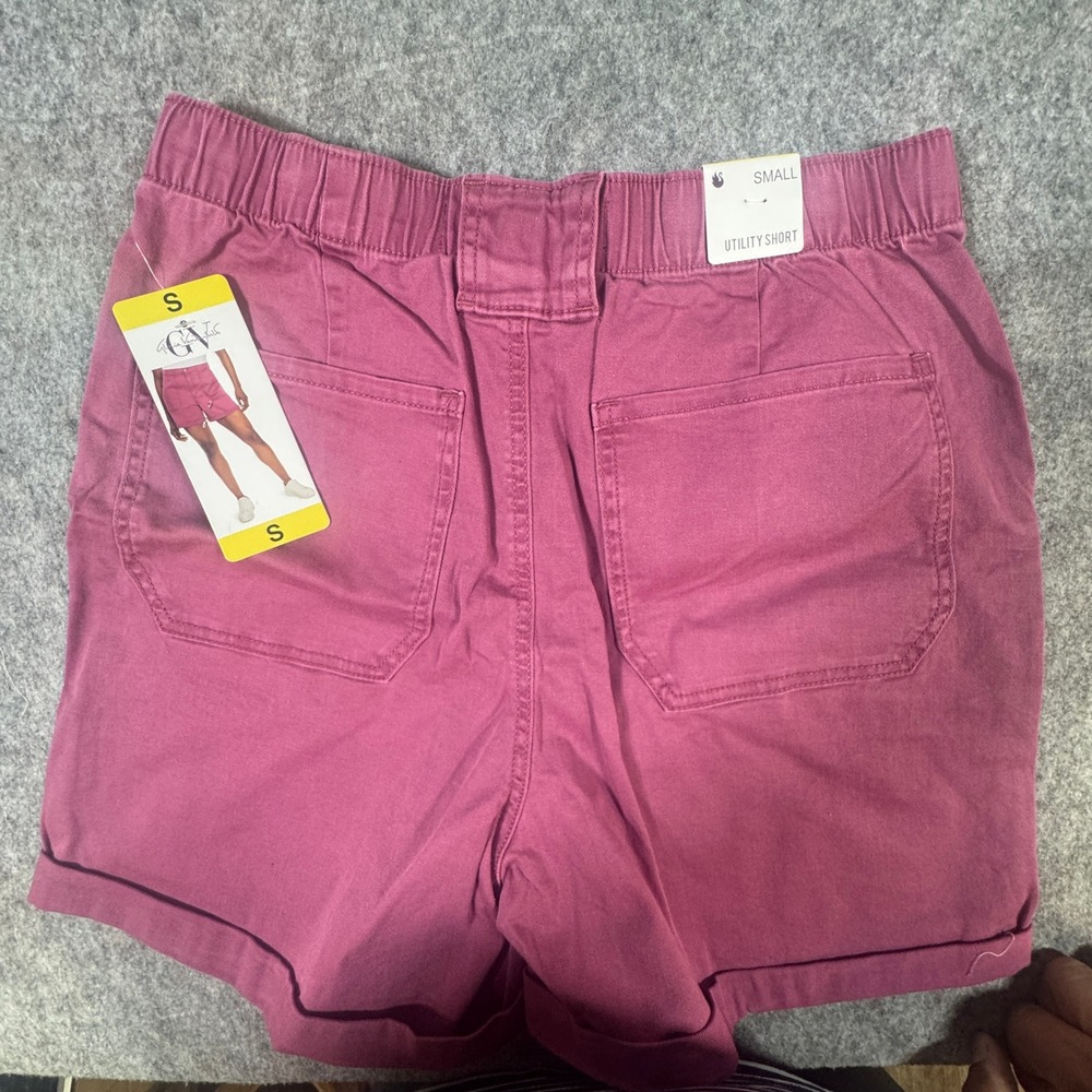 Gloria Vanderbilt Womens Berry Utility Shorts Stretch Cotton Cuffed Size S NEW - Picture 7 of 8